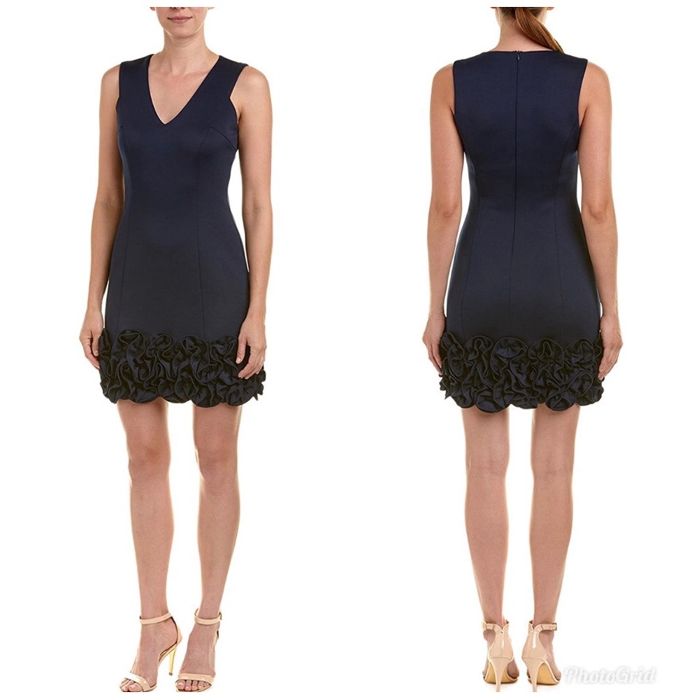 Never Worn Donna Ricco V-Neck Ruffle Hem Dress